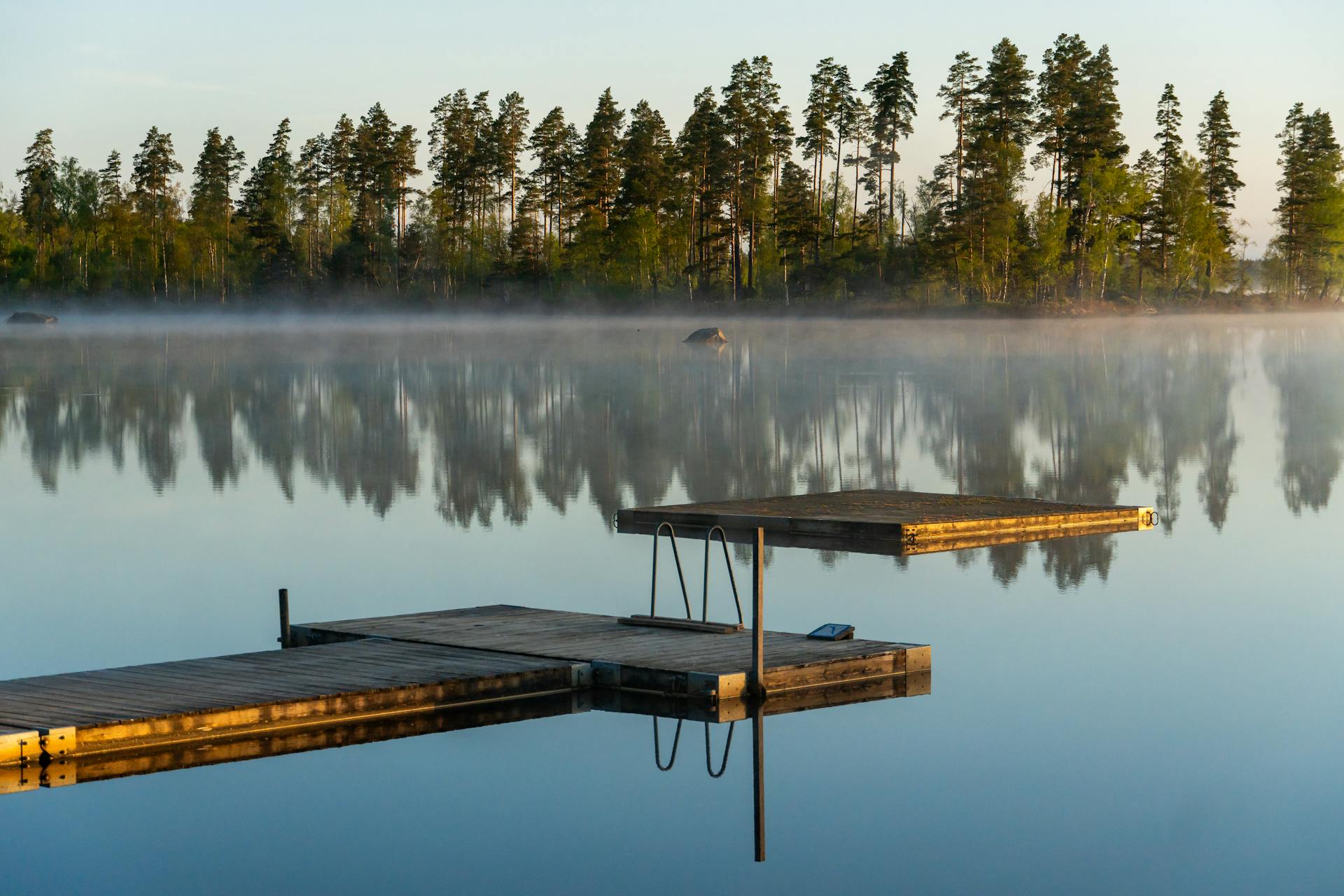 Calm misty lake — stillness